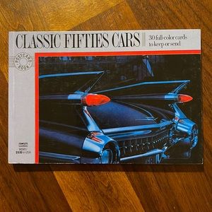 NEVER USED CLASSIC FIFTIES CARS POSTCARD SET - 30 FULL COLOR CARDS